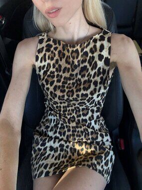 🐆 Zara Leopard Print Boat Neck Sleeveless Mini Dress